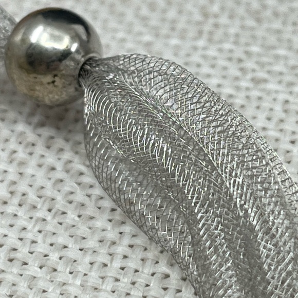 Vintage Milor Italy 925 Sterling Silver Mesh Collar Necklace 16-18" Adjustable - Picture 6 of 17